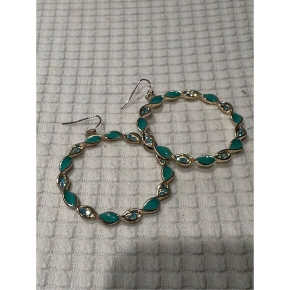 Gold tone dangle hoops - Picture 1 of 5